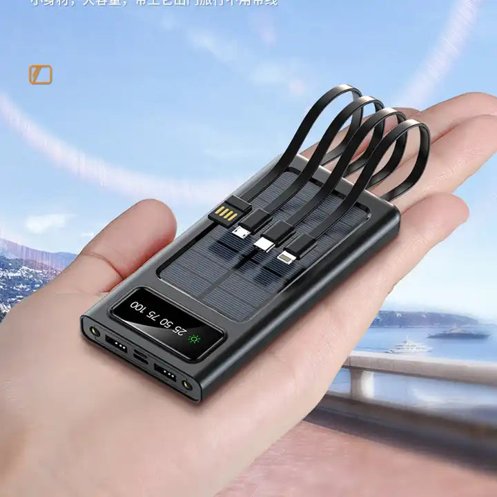 Solar Power Bank 20000mAh, Fast Charging Built in Cable ( UAE Delivery Time: 1-3 Days )