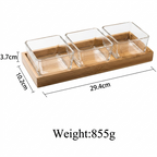 3-pc Square Storage Jar Set with Wooden Tray