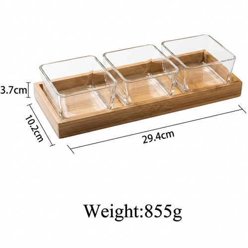 3-pc Square Storage Jar Set with Wooden Tray