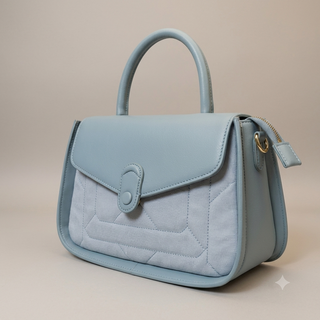 Denim Leather Satchel Bag