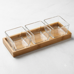 3-pc Square Storage Jar Set with Wooden Tray