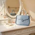 Denim Leather Satchel Bag