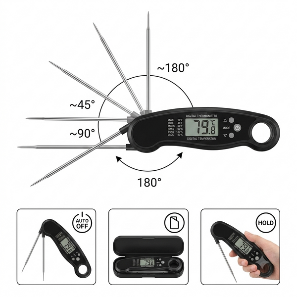 Kitchen Waterproof Folding Electronic Oven Thermometer
